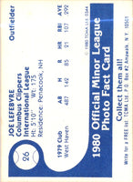 1980 TCMA Columbus Clippers Joe Lefebvre #26