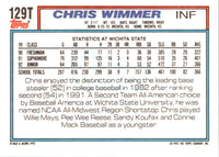 1992 Topps Traded Chris Wimmer #129T