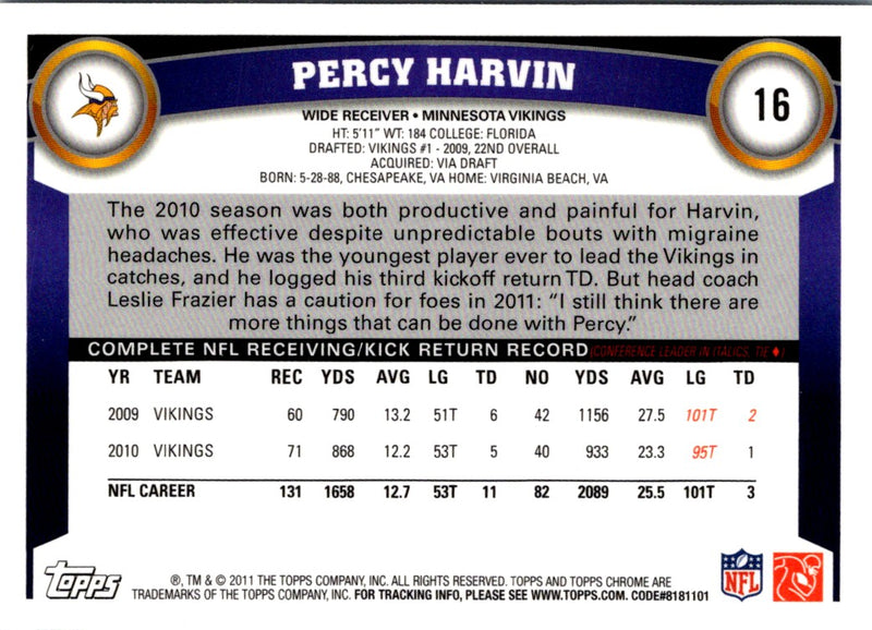 2011 Topps Chrome Percy Harvin