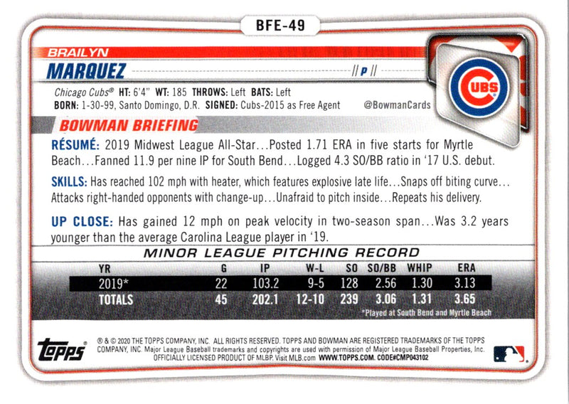 2020 Bowman 1st Edition Brailyn Marquez