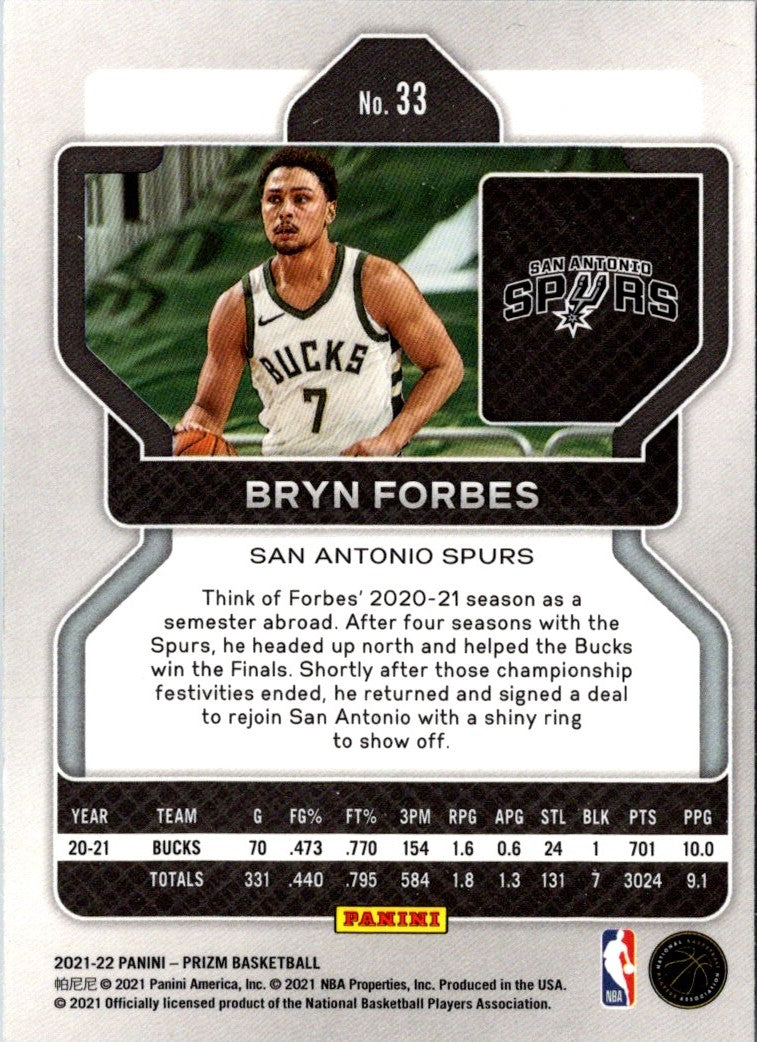 2021 Panini Prizm Blue Bryn Forbes