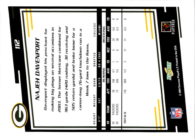 2004 Score Najeh Davenport