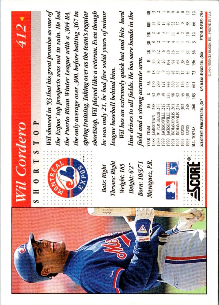 1994 Score Wil Cordero