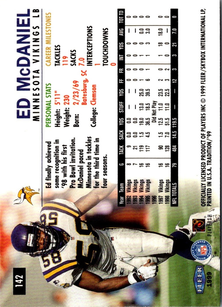 1999 Fleer Tradition Ed McDaniel