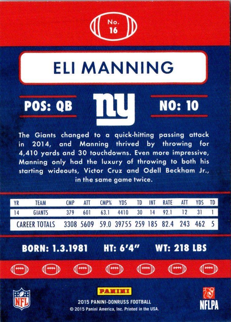 2015 Donruss Red Foil Eli Manning