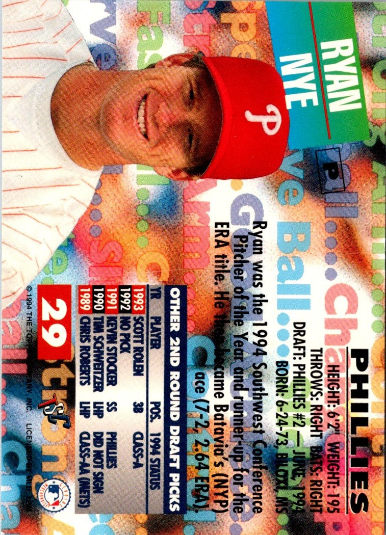 1994 Stadium Club Draft Picks Ryan Nye