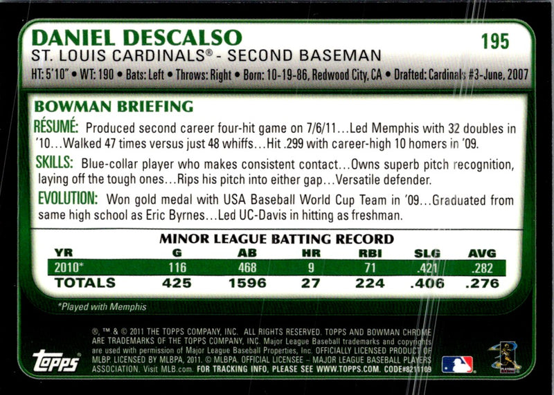 2011 Bowman Chrome Daniel Descalso