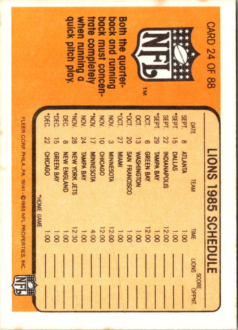 1985 Fleer Team Action Quick Pitch (1985 Schedule)