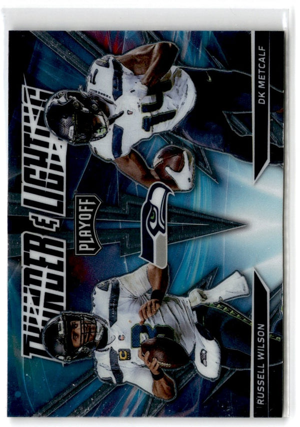 2021 Panini Playoff Thunder & Lightning Blue DK Metcalf/Russell Wilson #TL-10