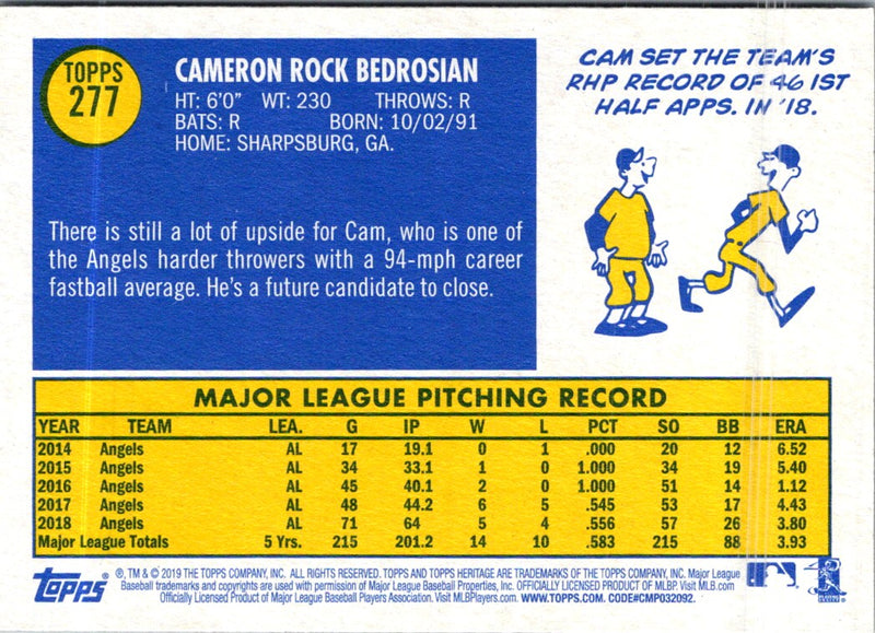 2019 Topps Heritage Cam Bedrosian