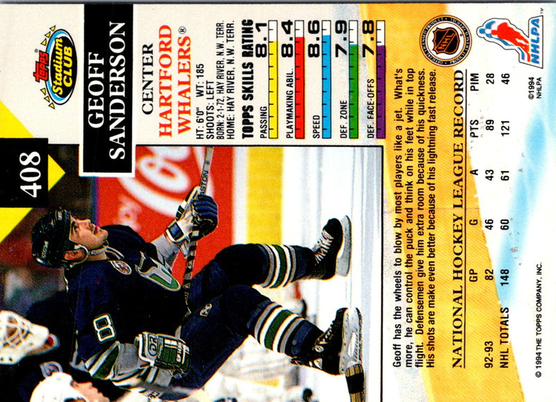 1993 Stadium Club Geoff Sanderson