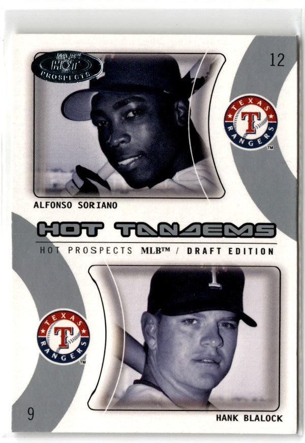 2004 Fleer Hot Prospects Draft Edition Tandems Alfonso Soriano/Hank Blalock #8HT