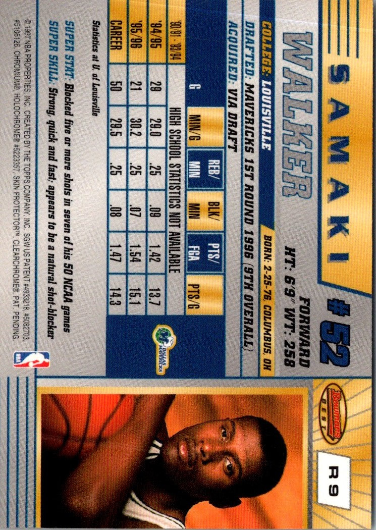 1996 Bowman's Best Samaki Walker