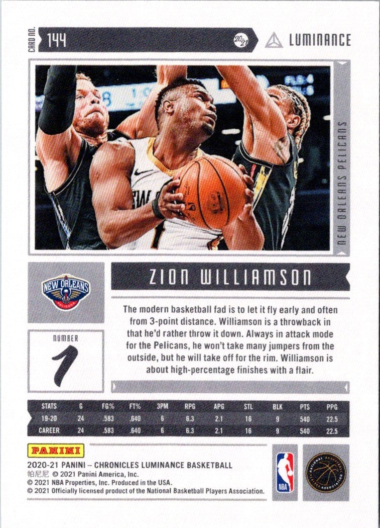 2020 Panini Chronicles Zion Williamson