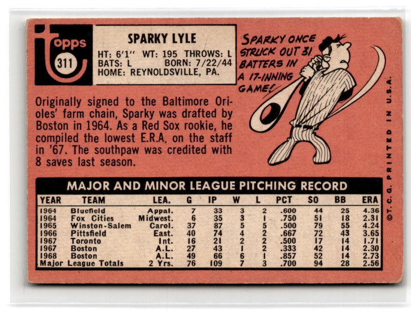 1969 Topps Sparky Lyle