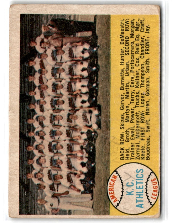 1958 Topps Kansas City Athletics #174