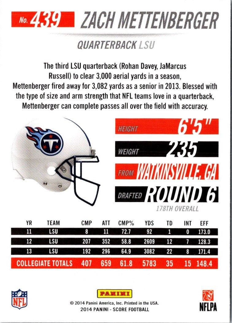 2014 Score Zach Mettenberger