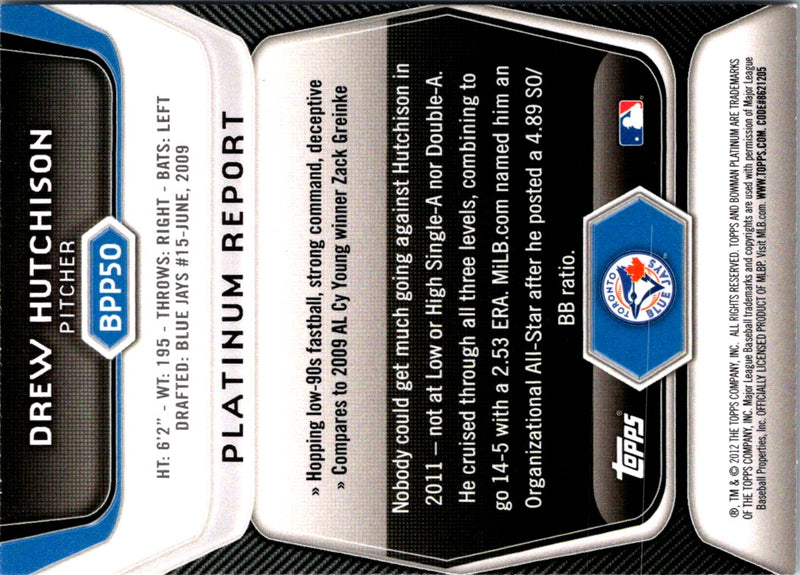 2012 Bowman Platinum Prospects Drew Hutchison