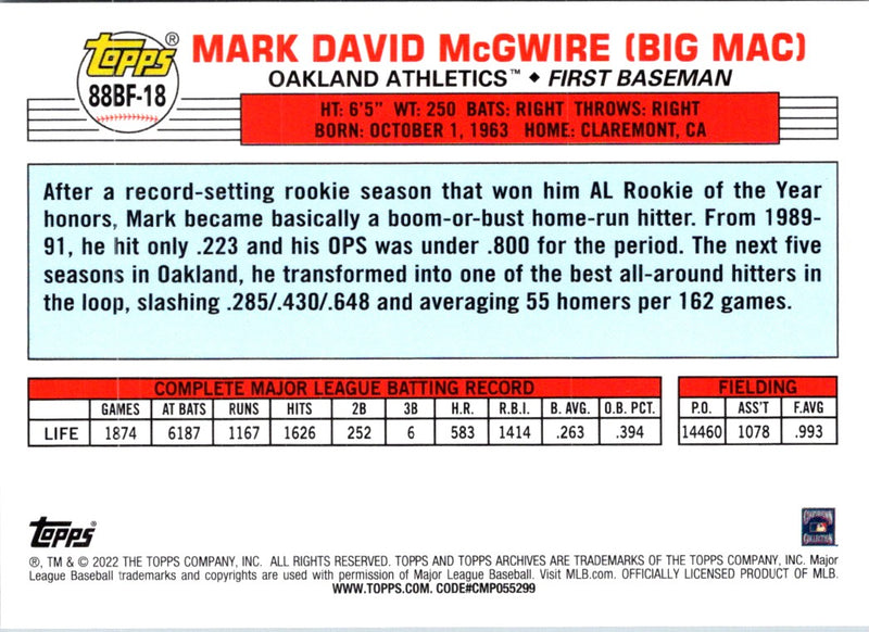 2022 Topps Mark McGwire