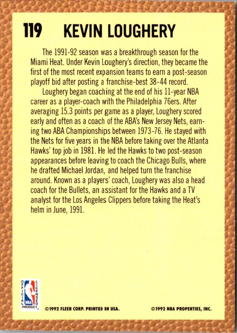 1992 Fleer Kevin Loughery