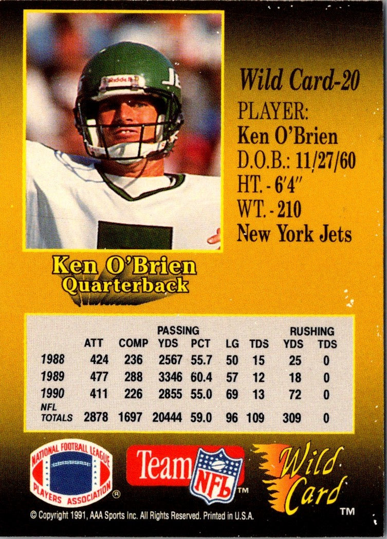 1991 Wild Card Ken O'Brien