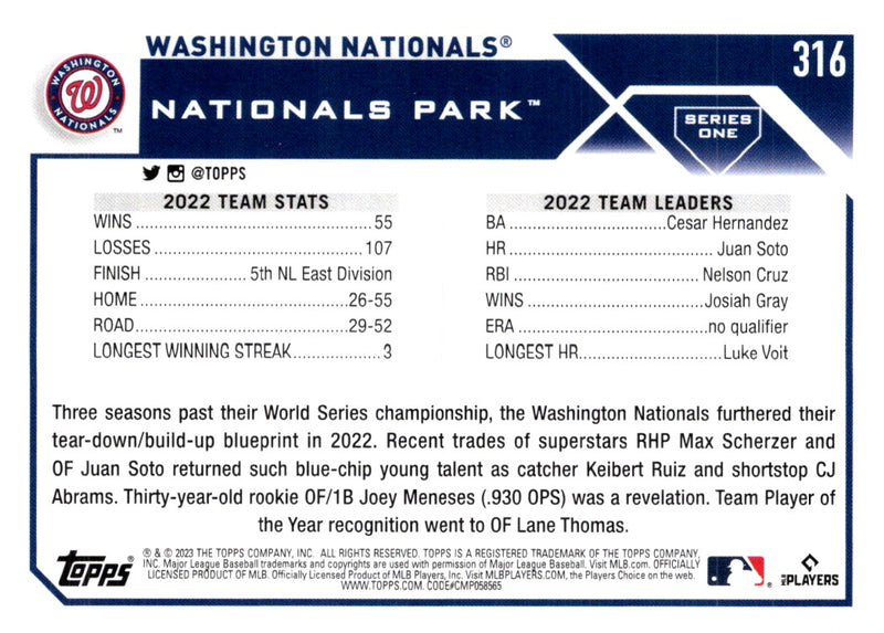 2023 Topps Washington Nationals