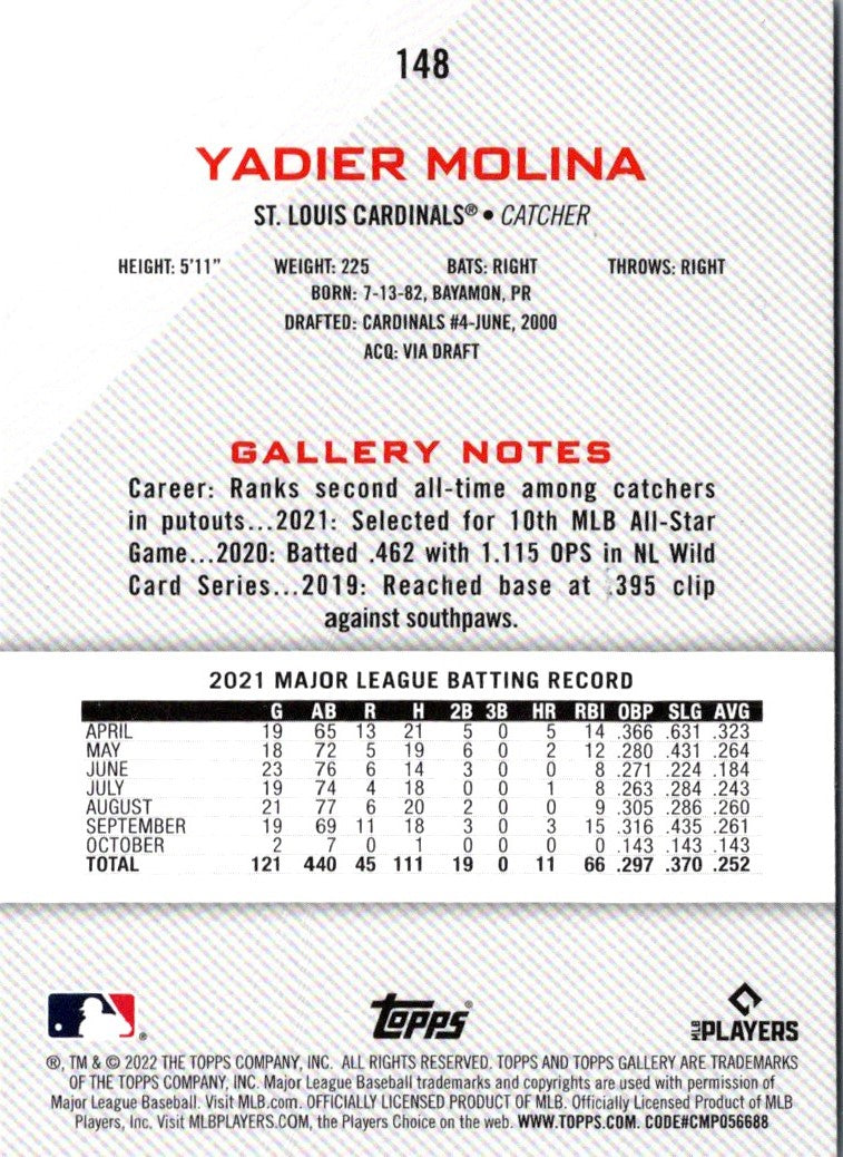 2022 Topps Gallery Yadier Molina