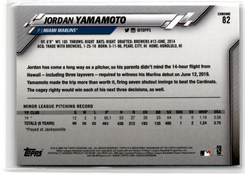 2020 Topps Chrome Jordan Yamamoto