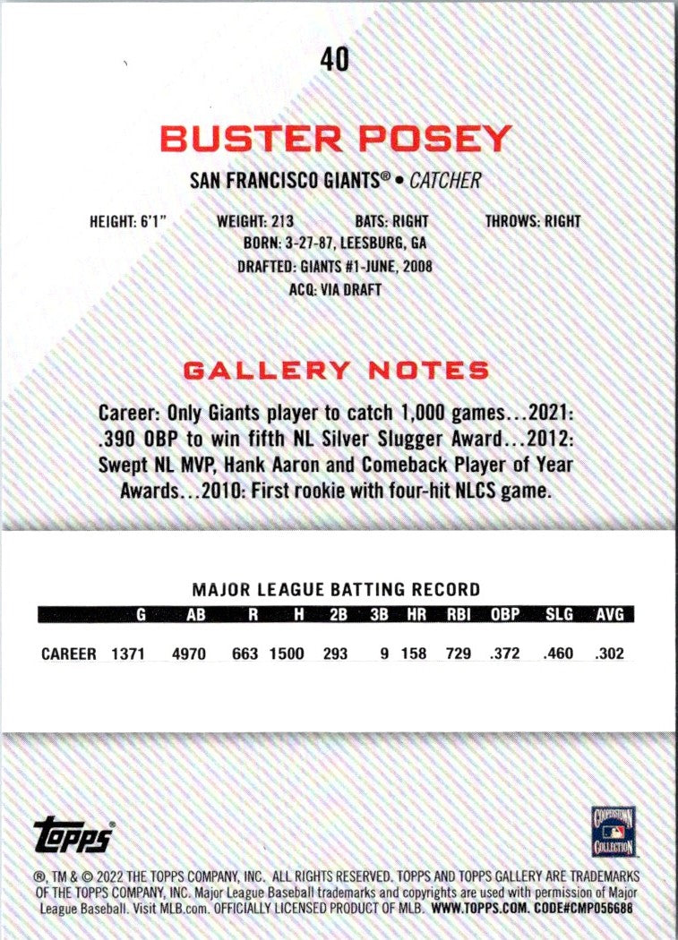 2022 Topps Gallery Buster Posey