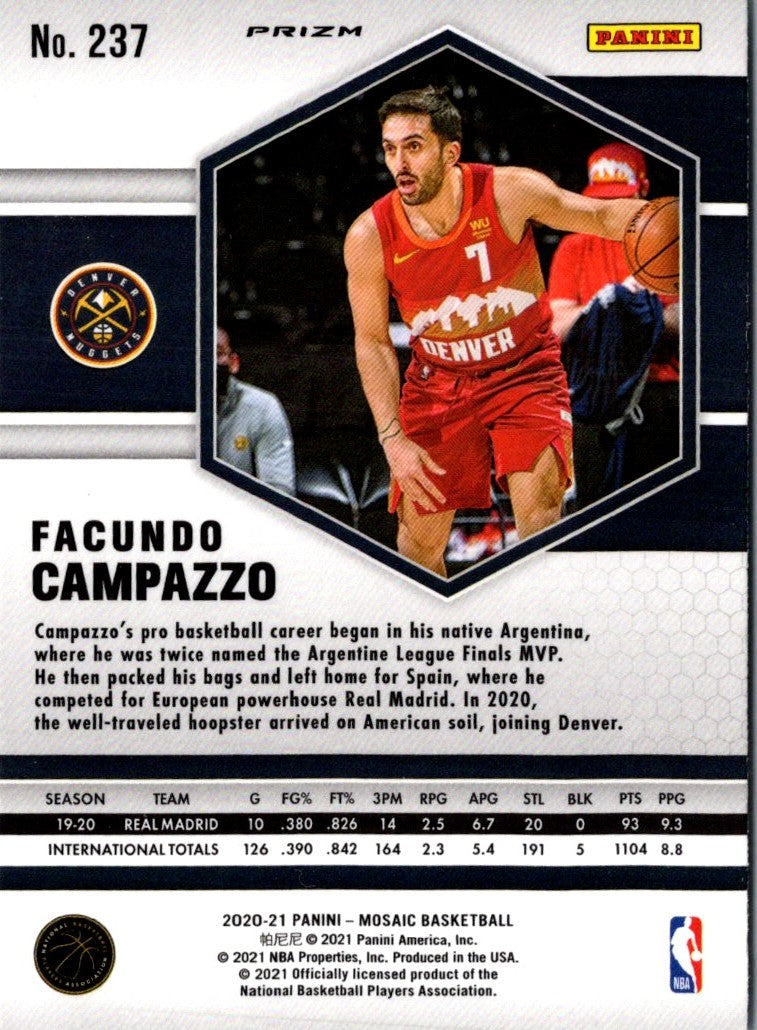 2020 Panini Mosaic Green Facundo Campazzo