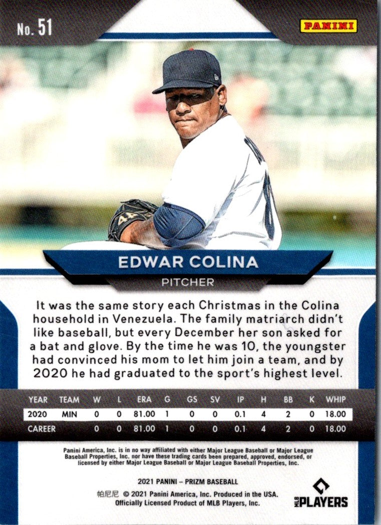 2021 Panini Prizm Edwar Colina