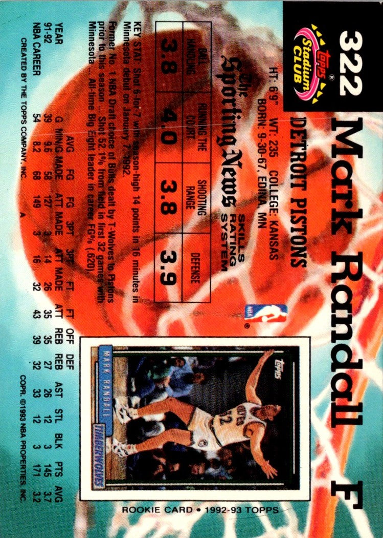 1992 Stadium Club Mark Randall