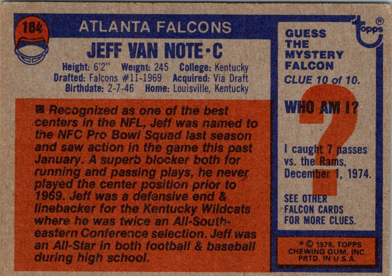 1976 Topps Jeff Van Note