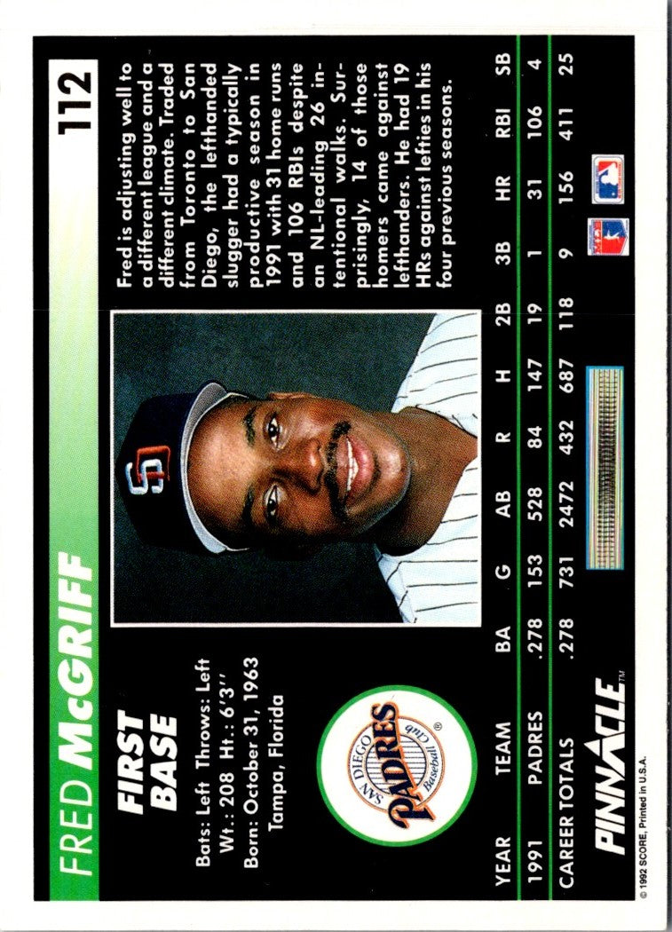 1992 Pinnacle Fred McGriff