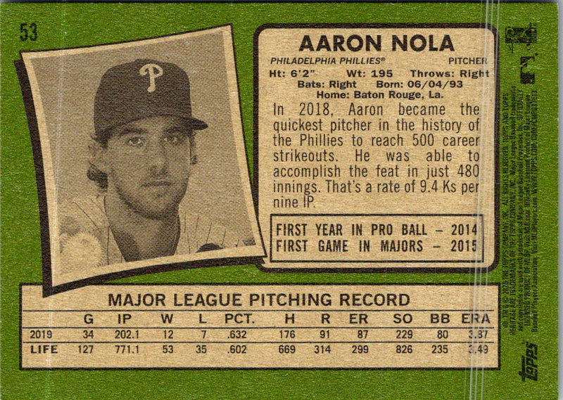 2020 Topps Heritage Aaron Nola