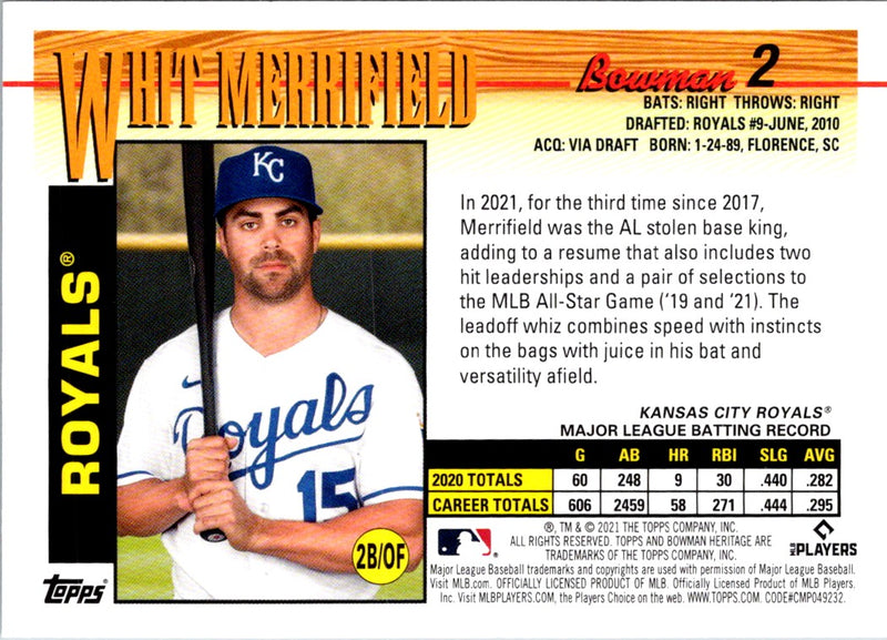 2021 Bowman Heritage Whit Merrifield