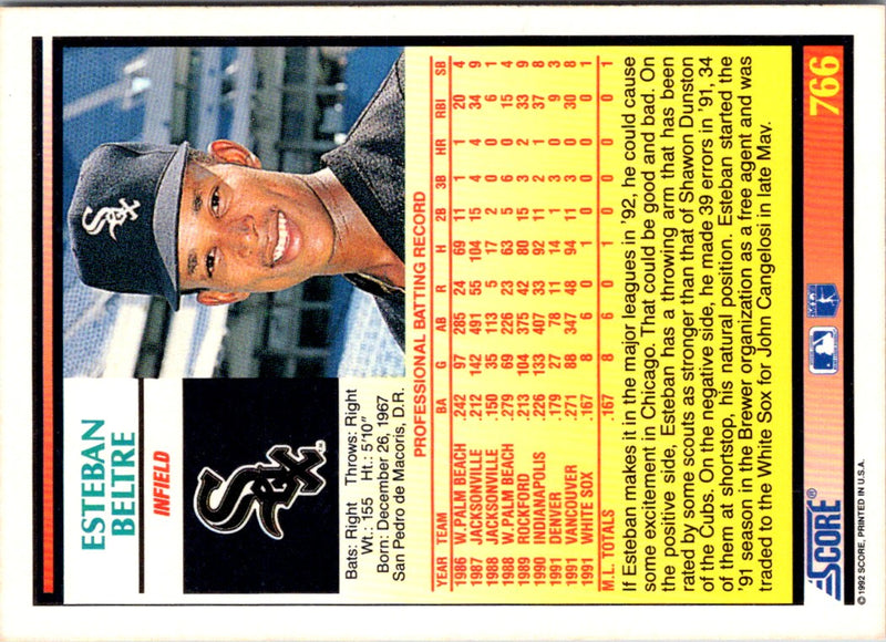 1992 Score Esteban Beltre