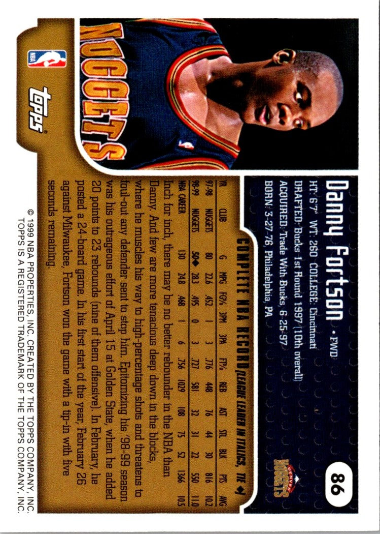 1999 Topps Tipoff Danny Fortson