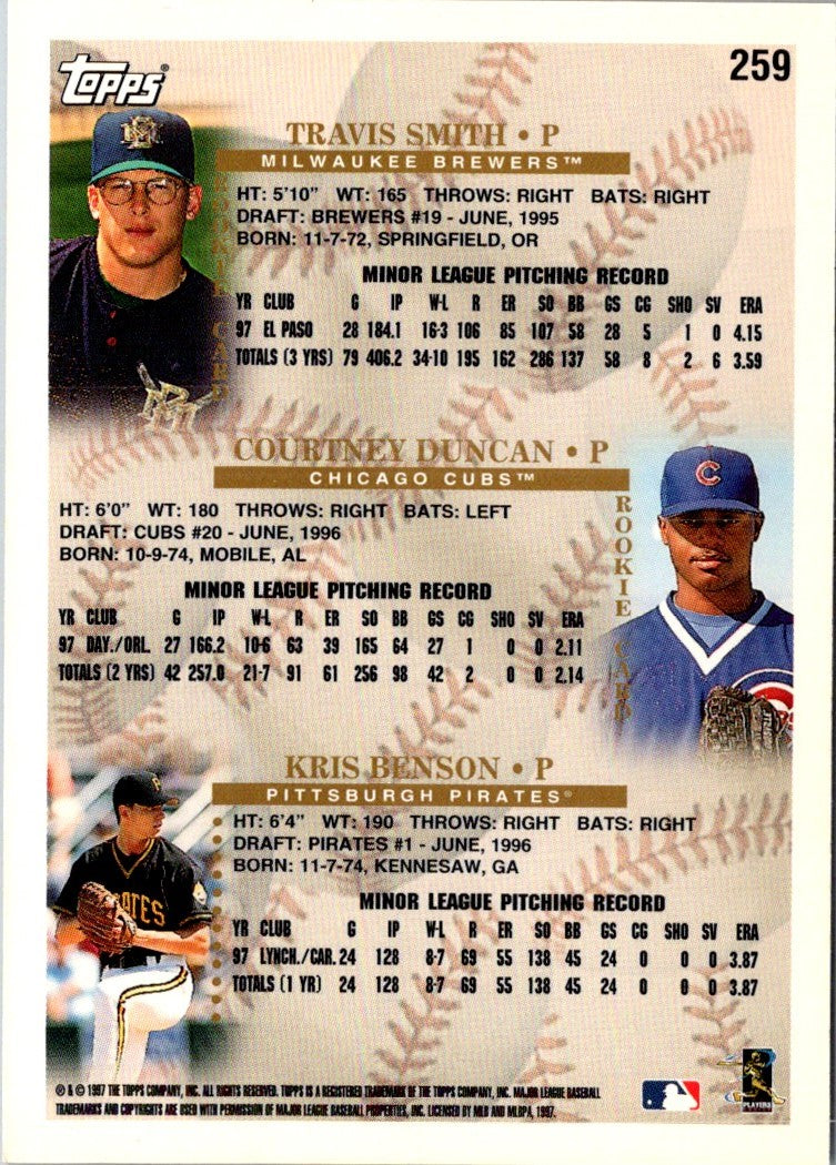 1998 Topps Minted in Cooperstown Travis Smith/Courtney Duncan/Kris Benson