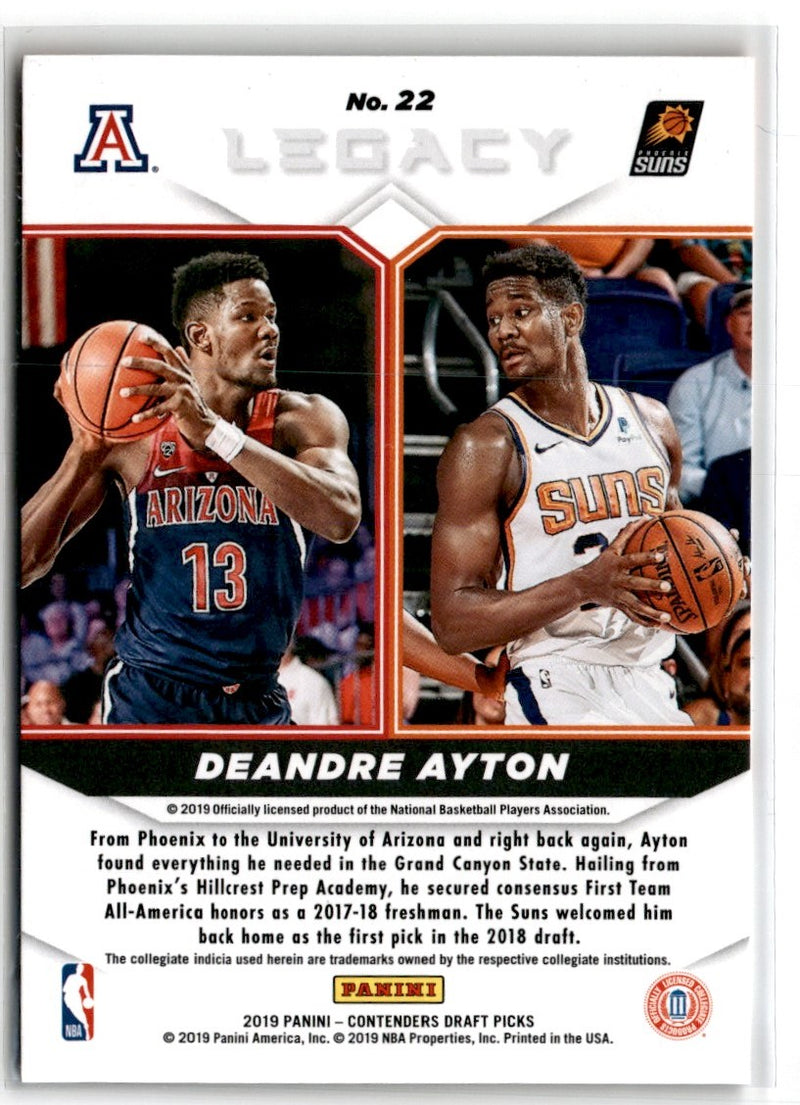 2019 Panini Contenders Draft Picks Legacy Deandre Ayton