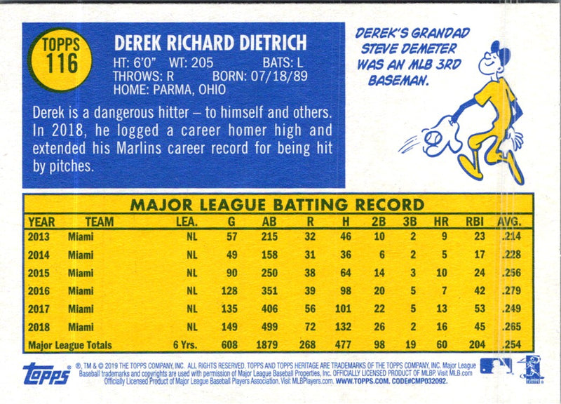 2019 Topps Heritage Derek Dietrich