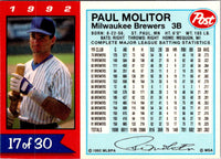 1992 Post Cereal Paul Molitor #17