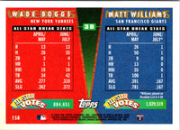 1995 Topps Traded & Rookies Wade Boggs/Matt Williams #158