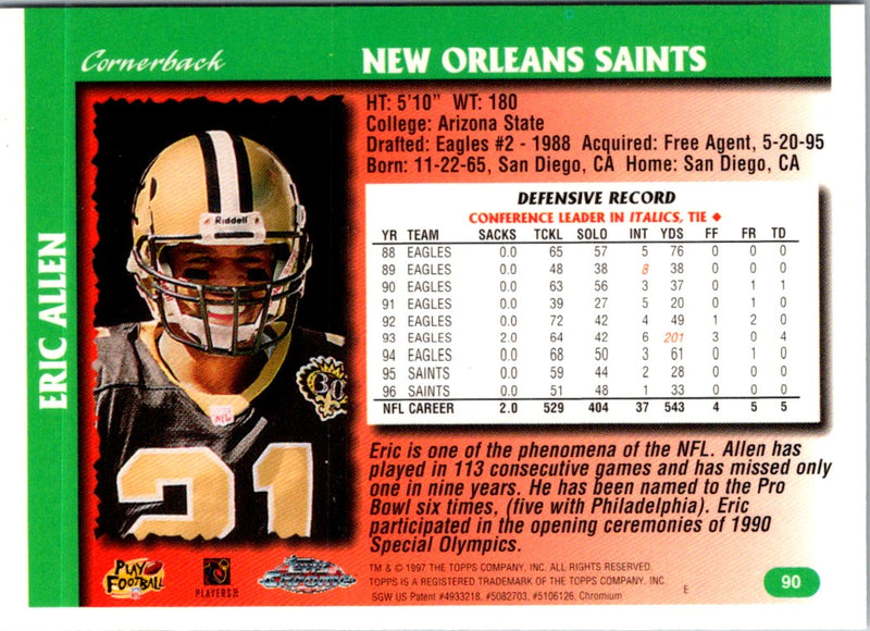 1997 Topps Chrome Eric Allen