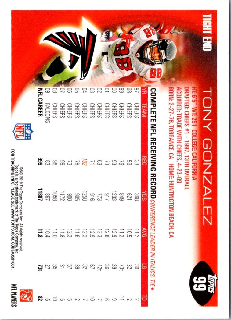 2010 Topps Tony Gonzalez
