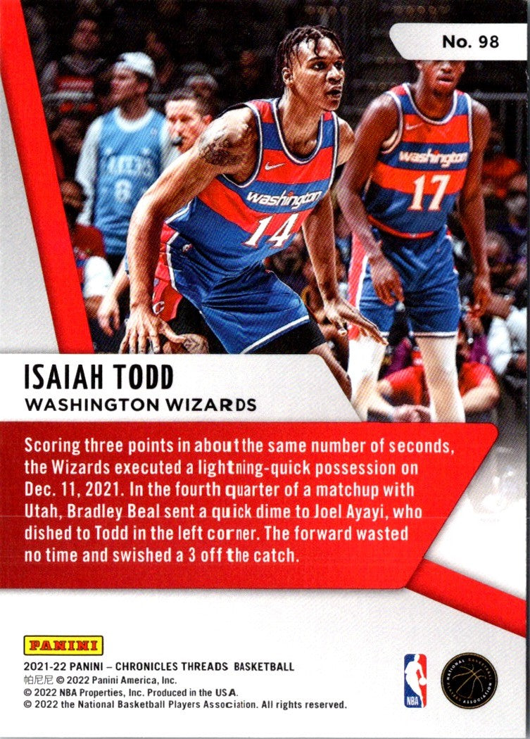 2021 Panini Chronicles Isaiah Todd