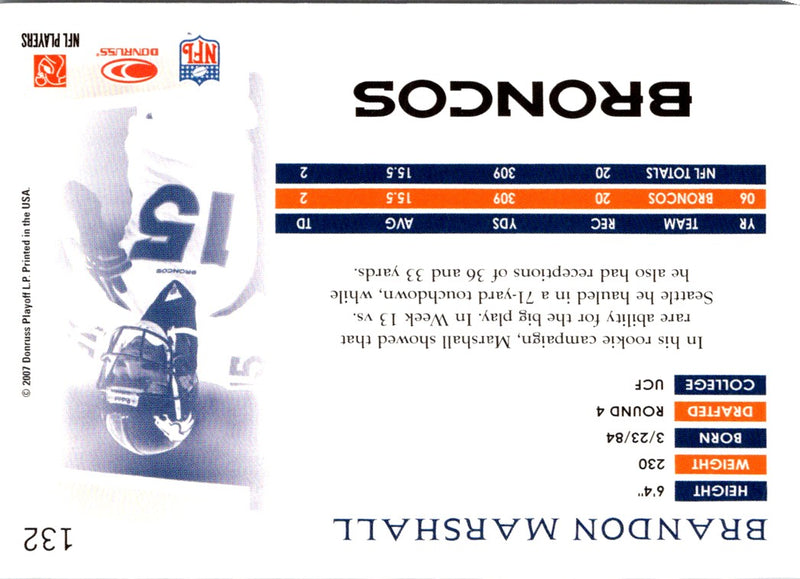 2007 Donruss Threads Brandon Marshall