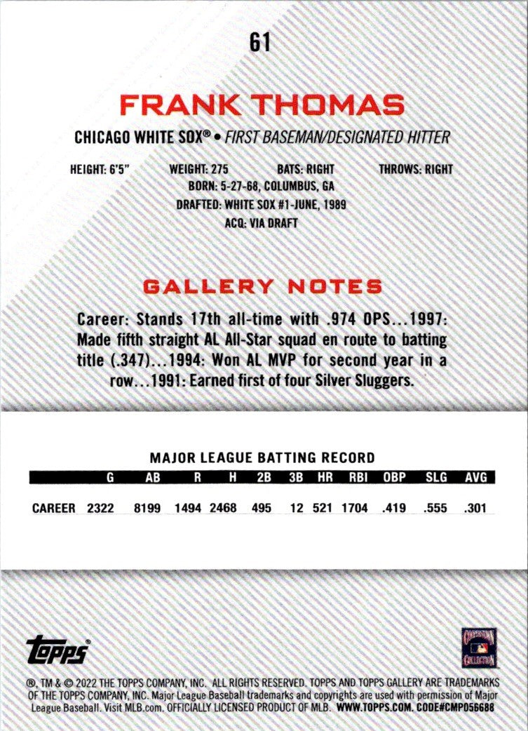 2022 Topps Gallery Frank Thomas