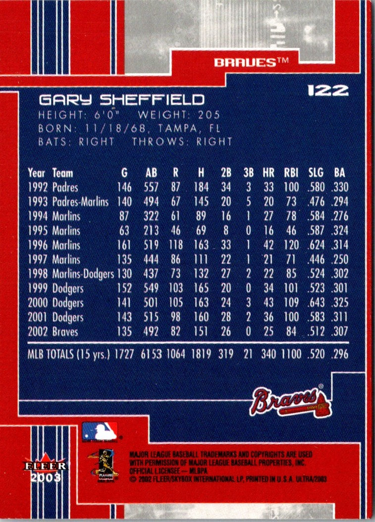 2003 Ultra Gold Medallion Gary Sheffield