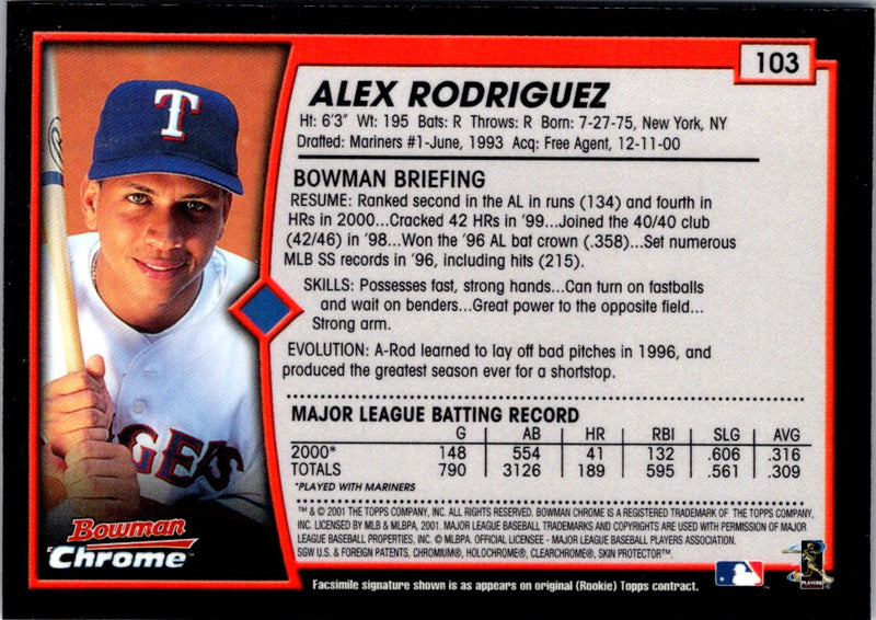 2001 Bowman Chrome Alex Rodriguez